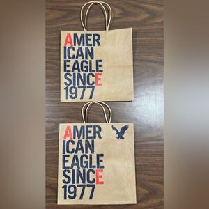 2 American Eagle Outfitters brown paper shopping bag with Bold Print